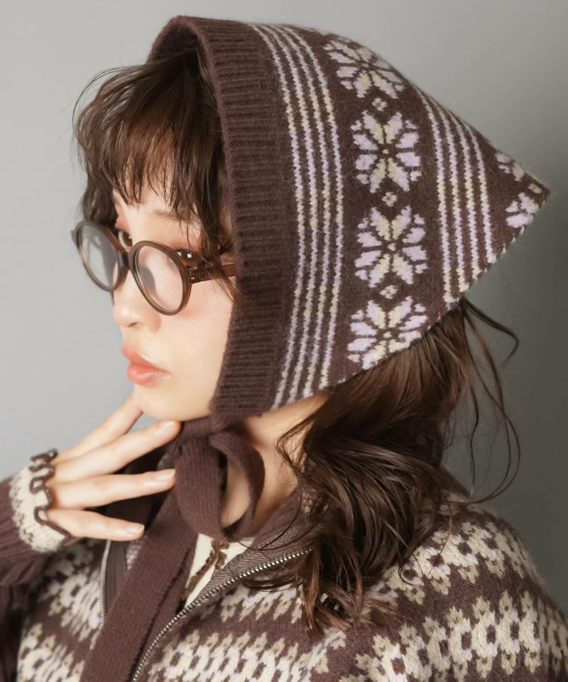 Cardigan nordic con cappuccio in maglia Jacquard in stile retrò