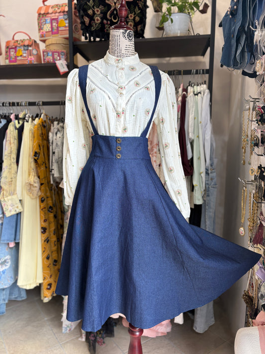 Gonna Inglese a Ruota Dottie High-Waist con Bretelle – Vintage Style