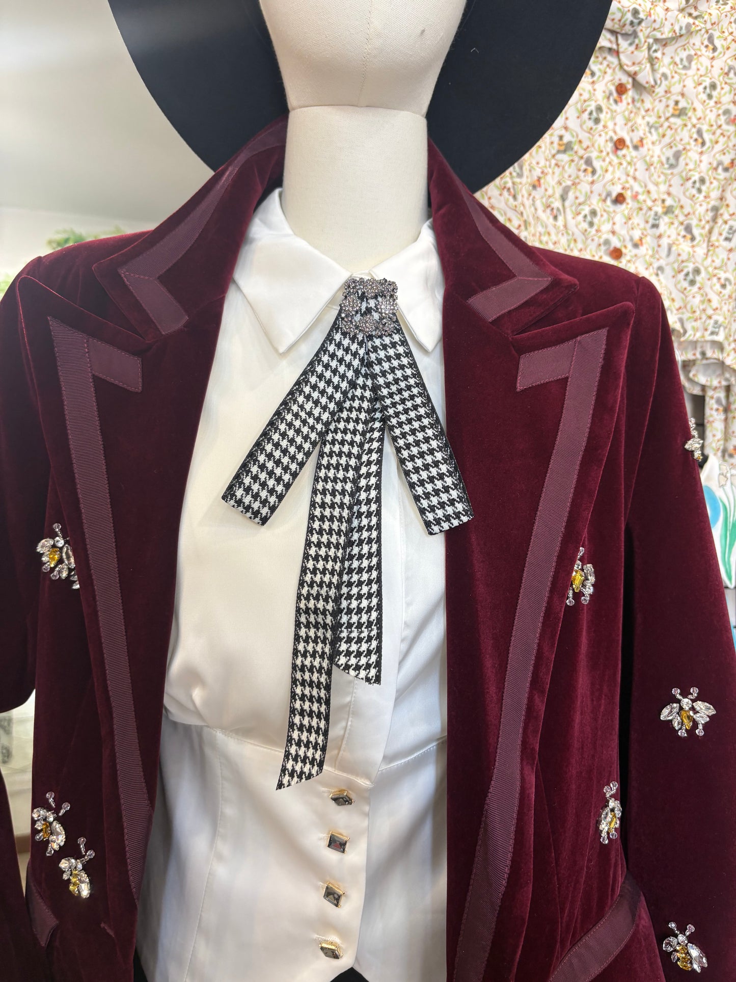 Spilla gioiello retrò in pied de poule