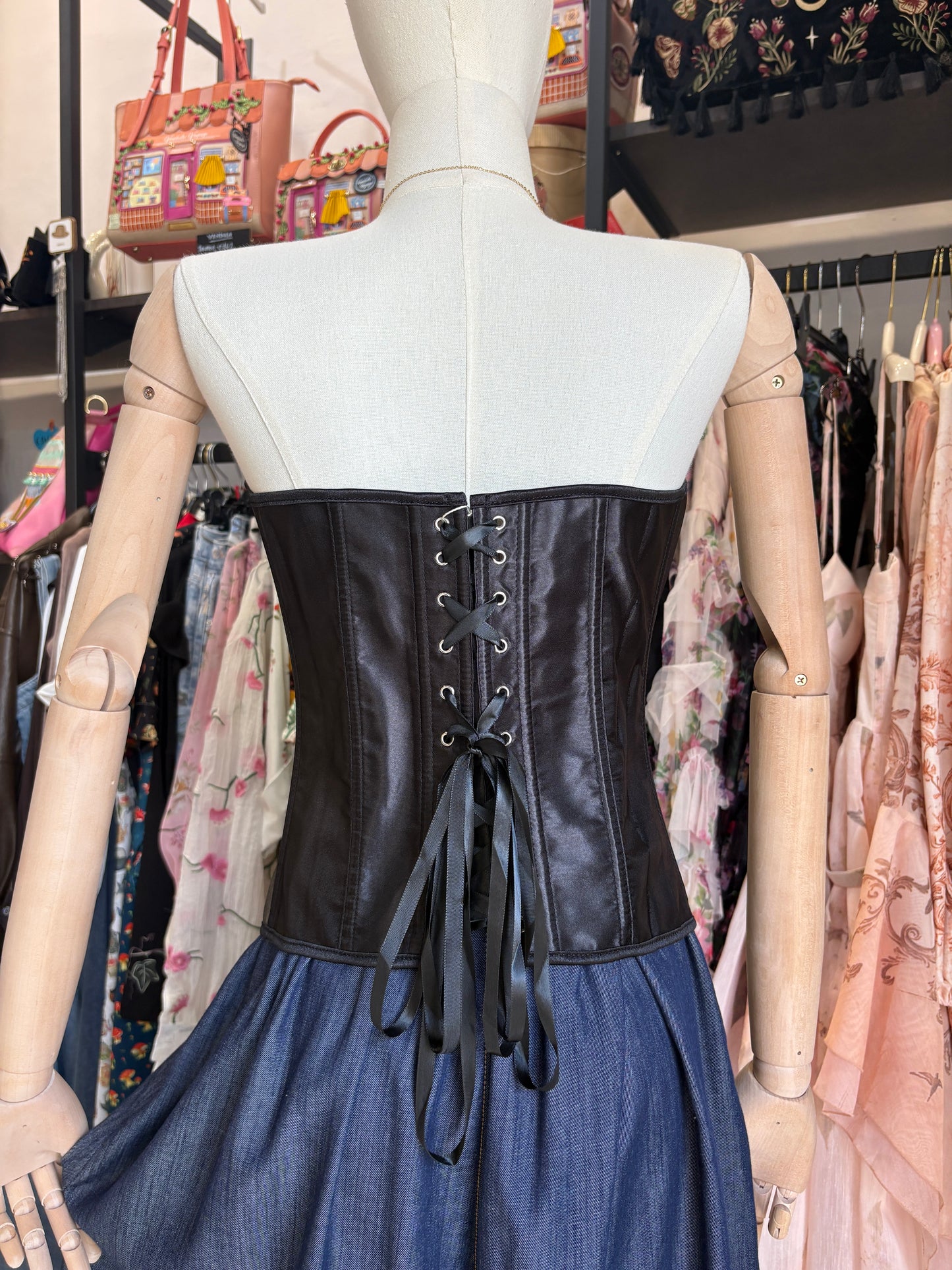 Corsetto Overbust in Satin Nero