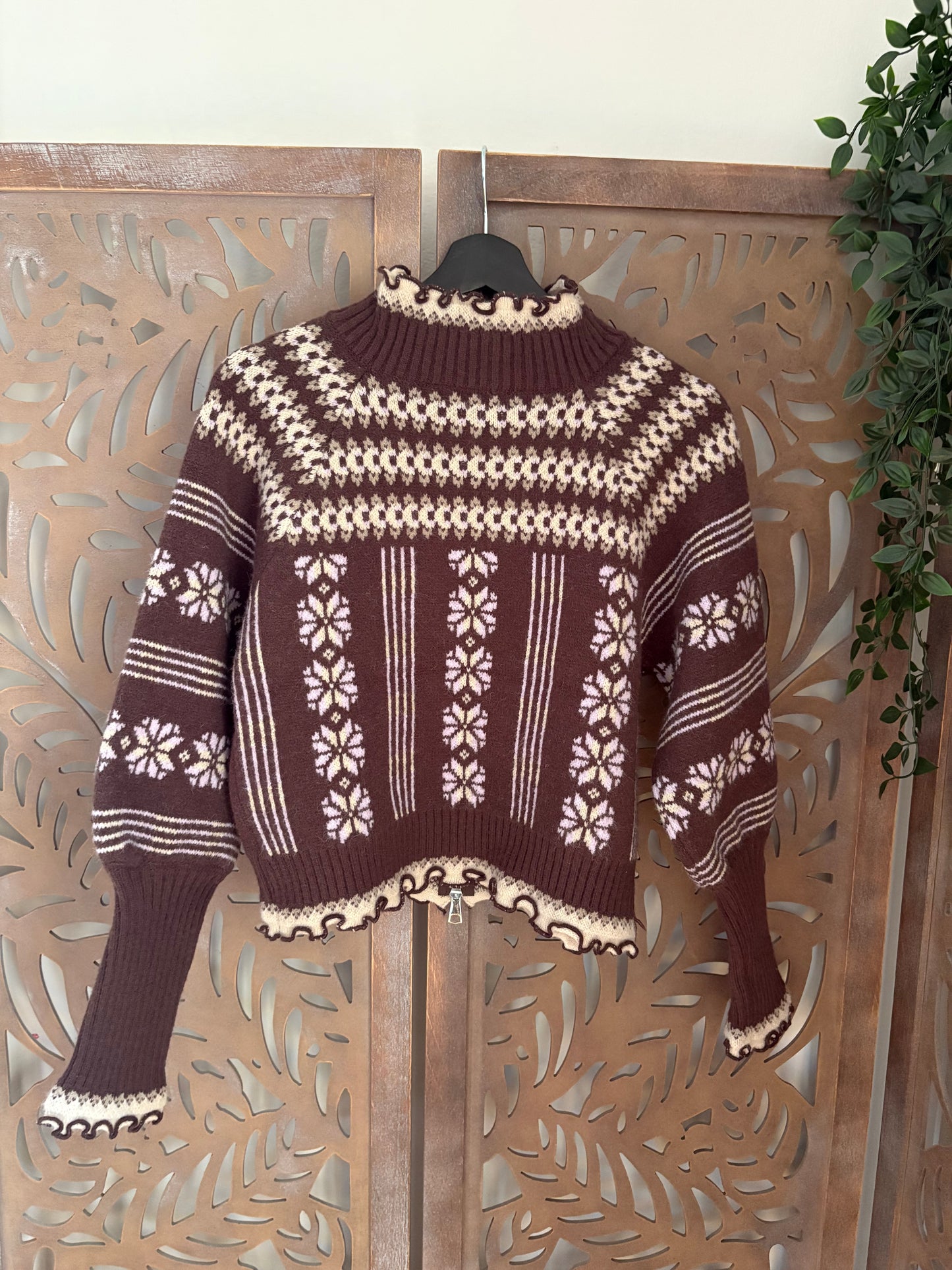 Cardigan nordic con cappuccio in maglia Jacquard in stile retrò