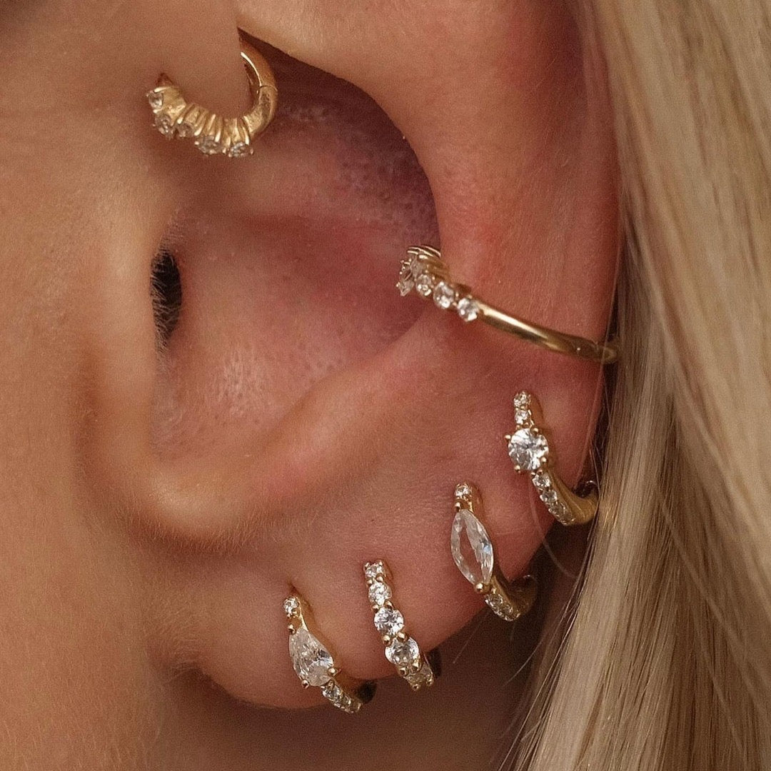 Set di 6 orecchini a cerchio Crystals Oro