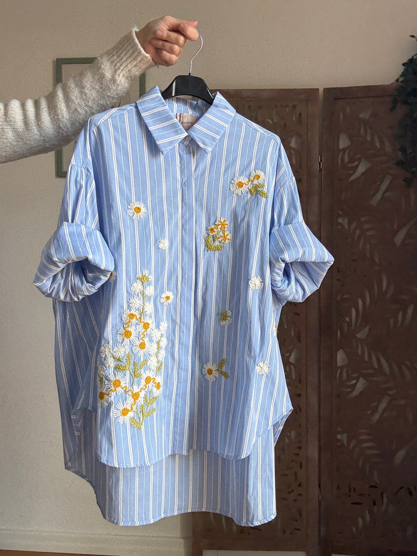 Camicia Oversize Daisy Dream in 100% Cotone