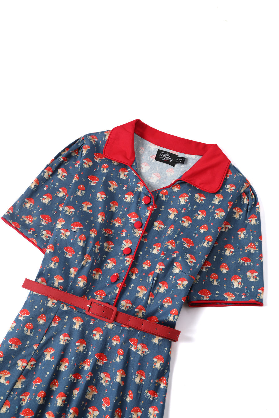 Penelope Rockabilly: Abito Chemisier Navy Blue con Funghi