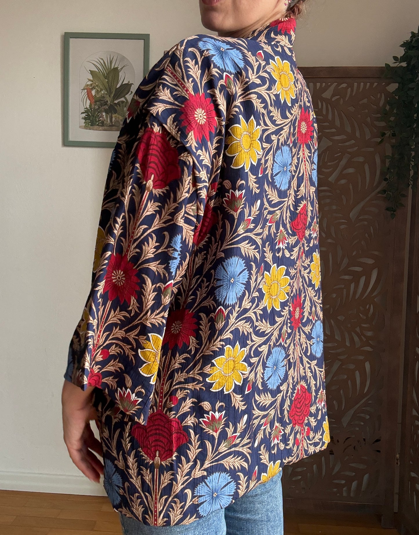 Kimono Donna Boho Chic Foderato in Cotone con Interno a Righe e Tasche - In Vari Colori e Fantasie