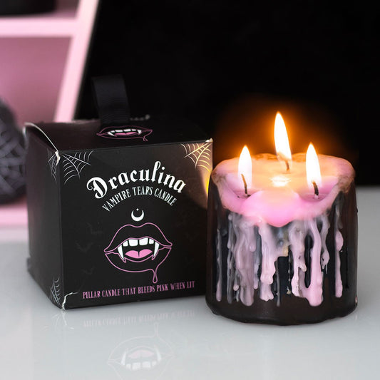 Candela Gotica a Colonna Draculina - "Piccole Lacrime di Vampiro" Rosa