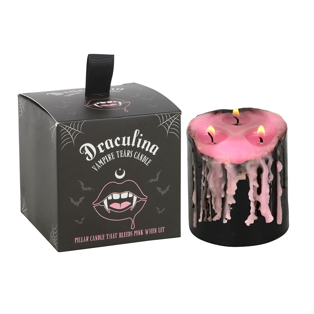 Candela Gotica a Colonna Draculina - "Piccole Lacrime di Vampiro" Rosa