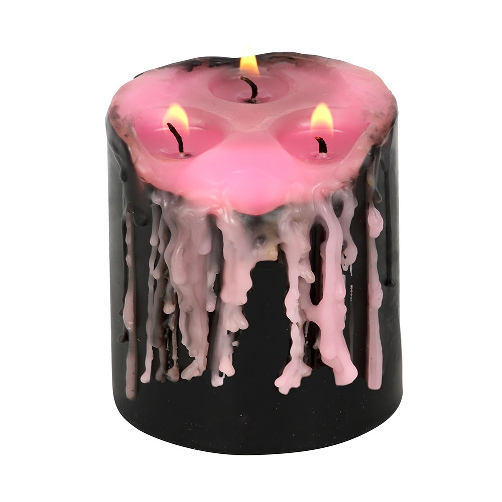 Candela Gotica a Colonna Draculina - "Piccole Lacrime di Vampiro" Rosa
