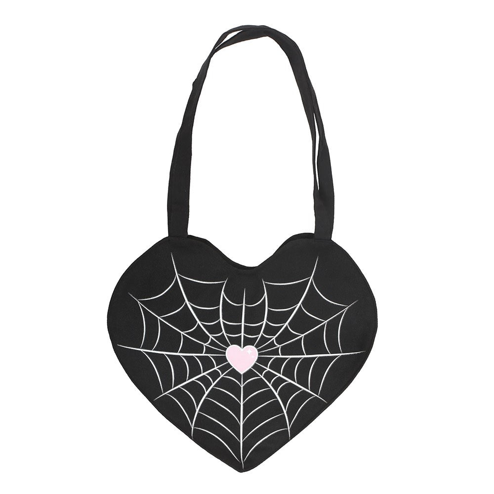 PREORDINE (In arrivo dal 3 agosto) Borsa Tote in Satin Spiderweb Heart – Stile Gothic & Elegante