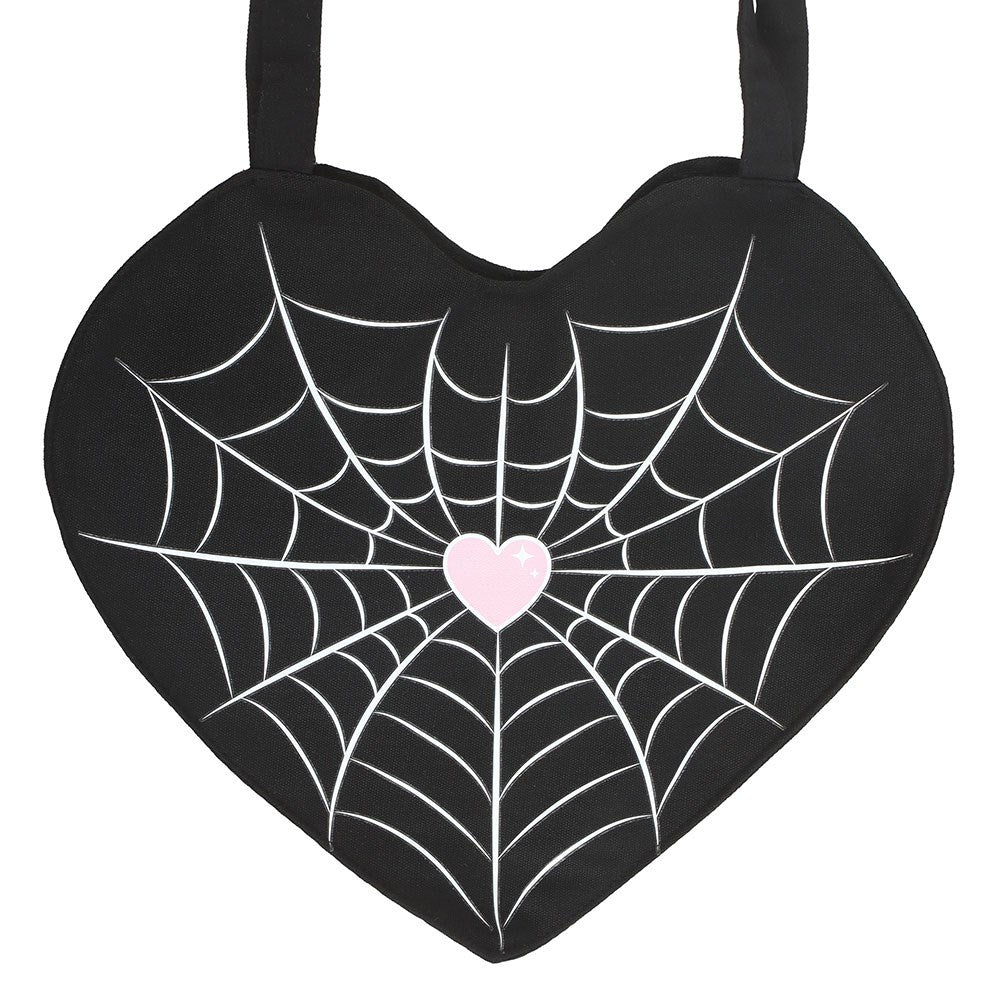 PREORDINE (In arrivo dal 3 agosto) Borsa Tote in Satin Spiderweb Heart – Stile Gothic & Elegante