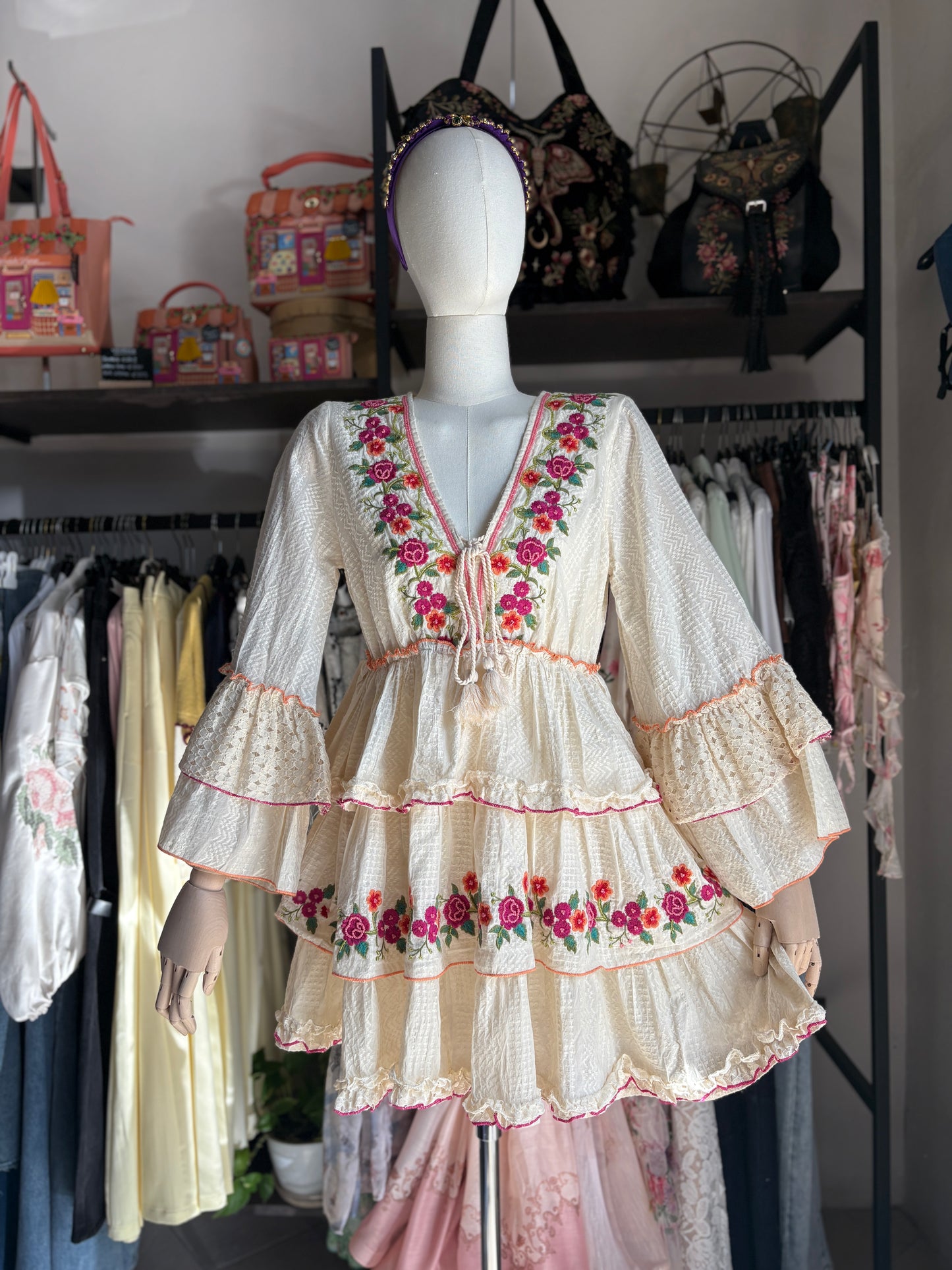 Mini Dress Boho a Balze Gipsy Flower