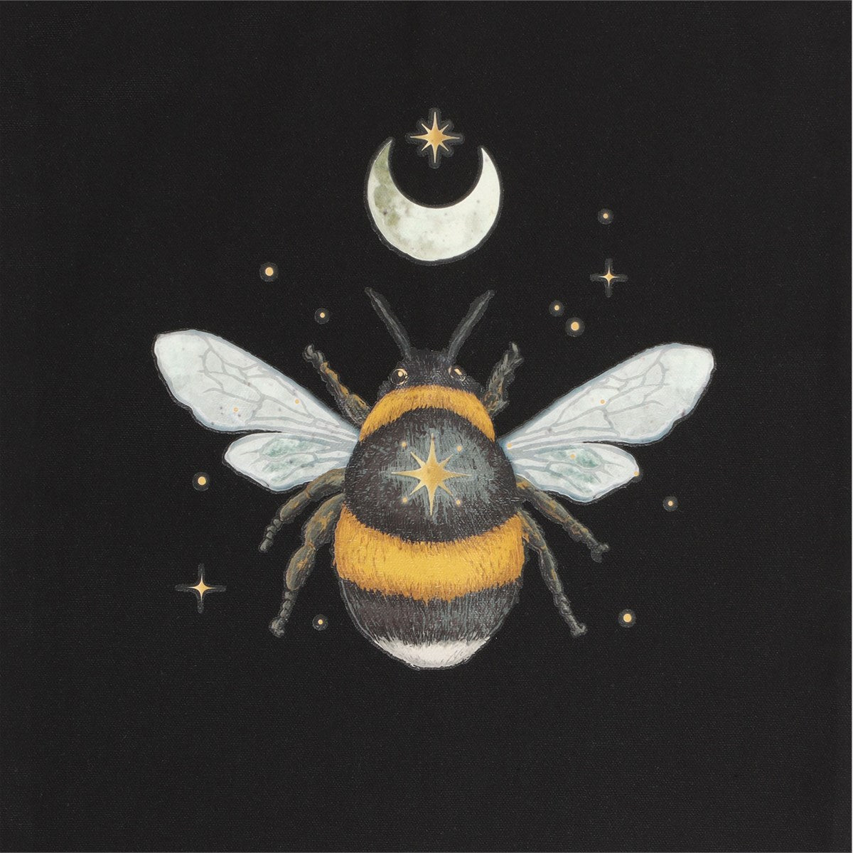 Borsa Tote "Dark Forest" in Policotone Nero con Motivo Ape – "Forest Bee"