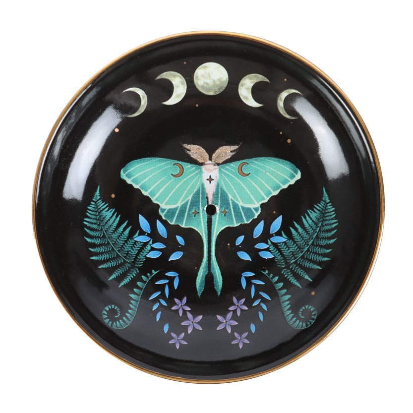PREORDINE (In arrivo dal 3 agosto) Piatto Porta Incenso Luna Moth – Brucia Incenso per Bastoncini e Coni in Ceramica