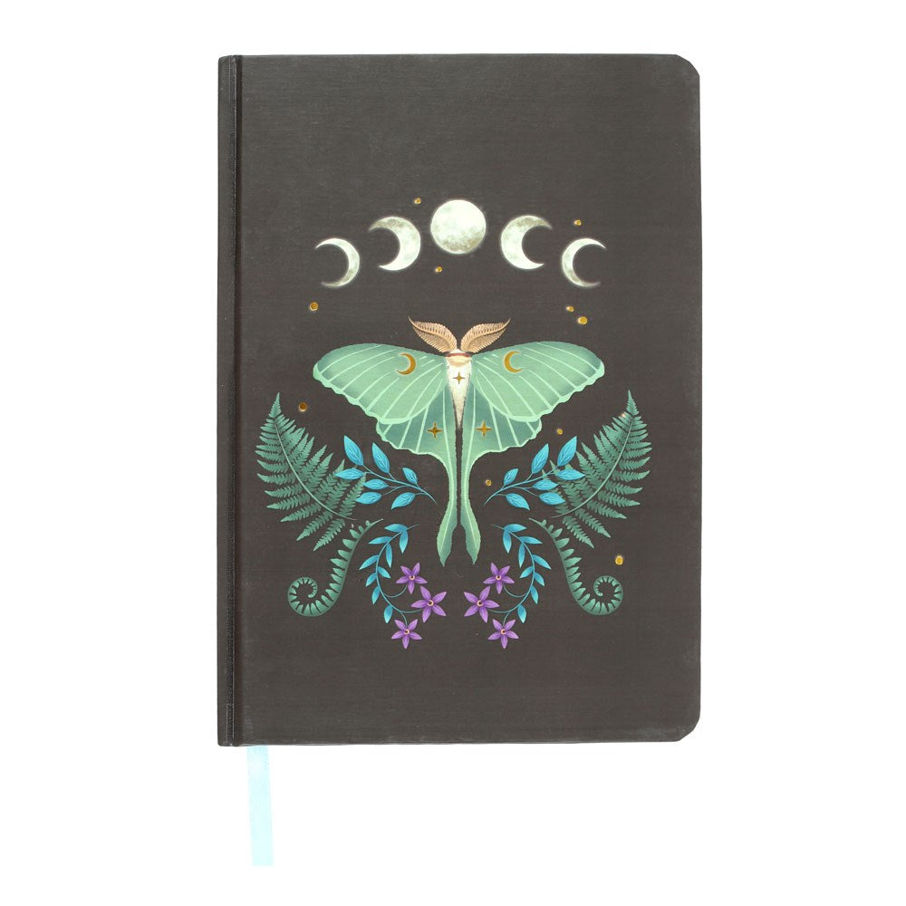 Quaderno A5 a righe Luna Moth con bordi dorati