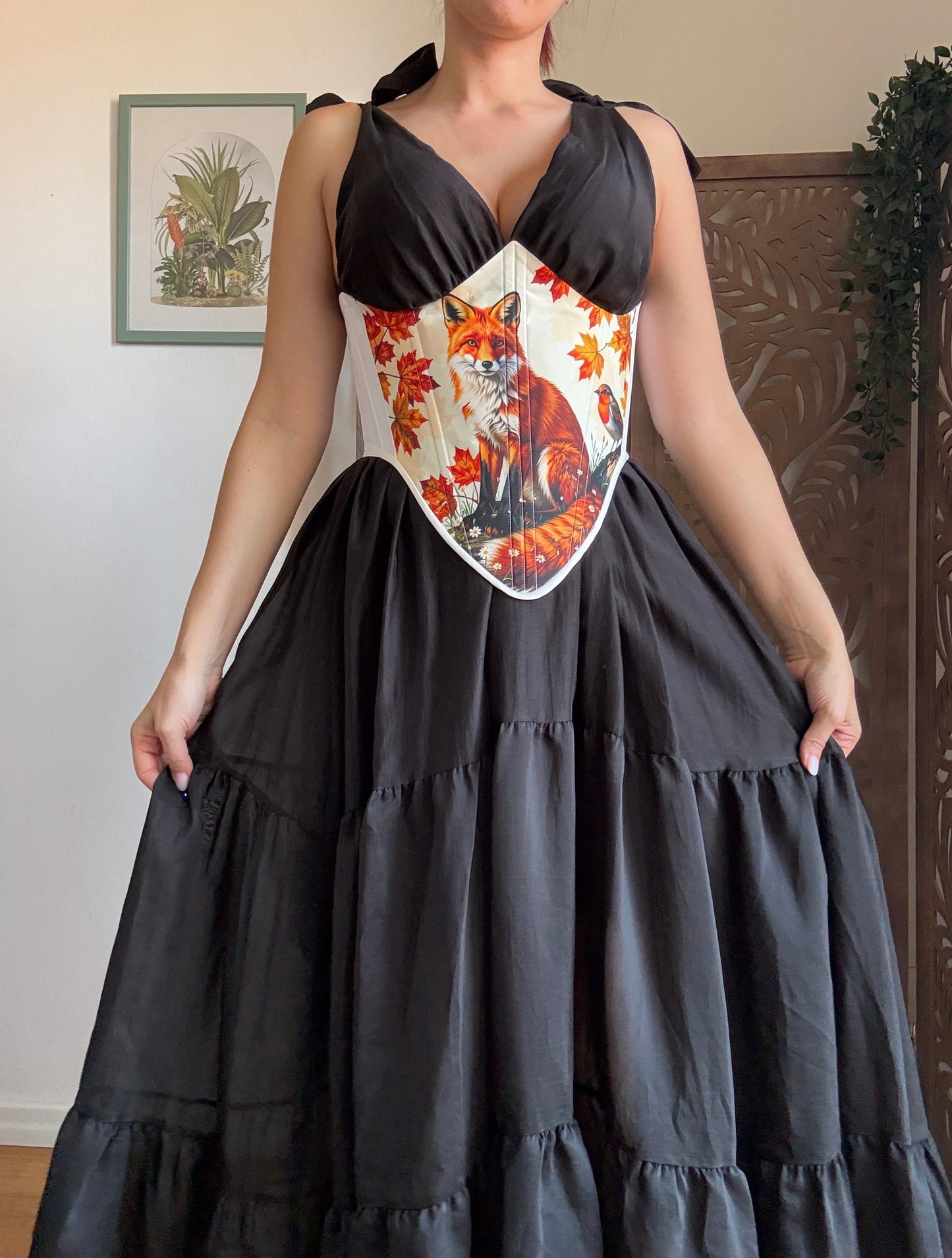 Bustino a Corsetto sottoseno Artigianale “The Enchanted Forest” - Volpe