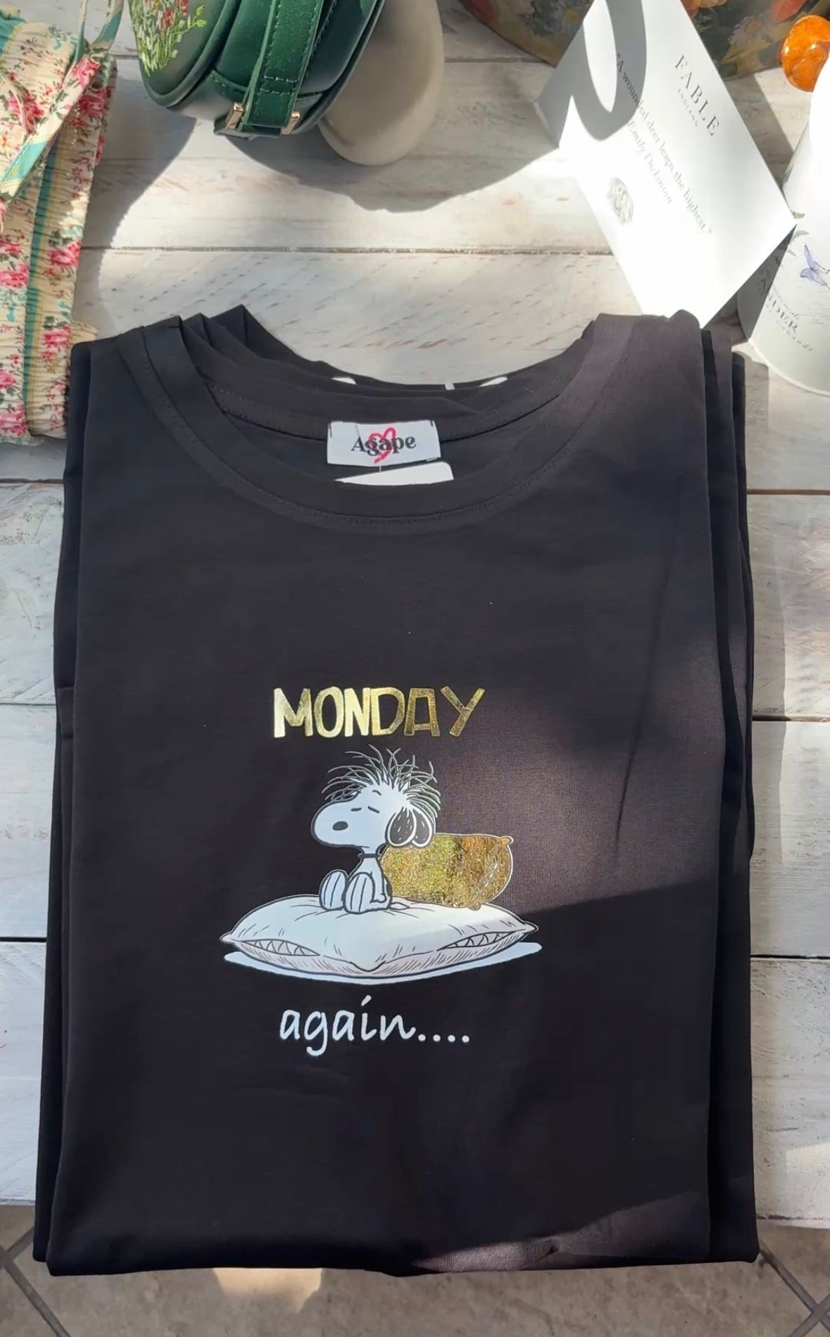 T-Shirts Snoopy in Cotone con Dettagli Oro - Vestibilità Medium