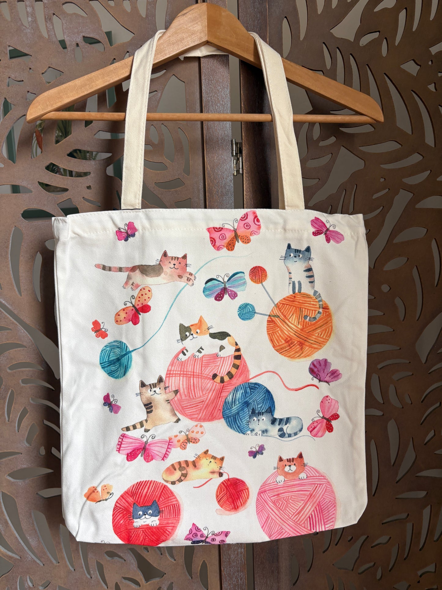 Shopper con zip gatti e fiori – In 3 Fantasie