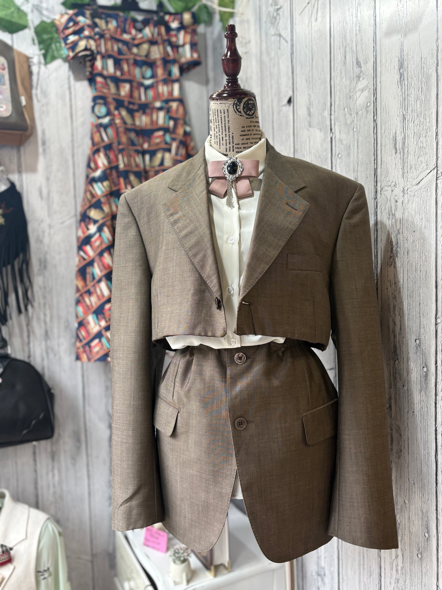 Giacca sartoriale vintage reworked in lana beige