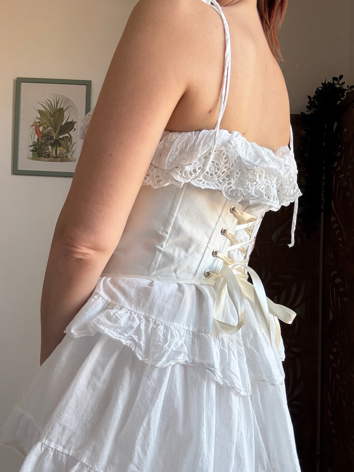 Bustino a Corsetto sottoseno Artigianale “The Enchanted Forest” - Coniglio Bianco