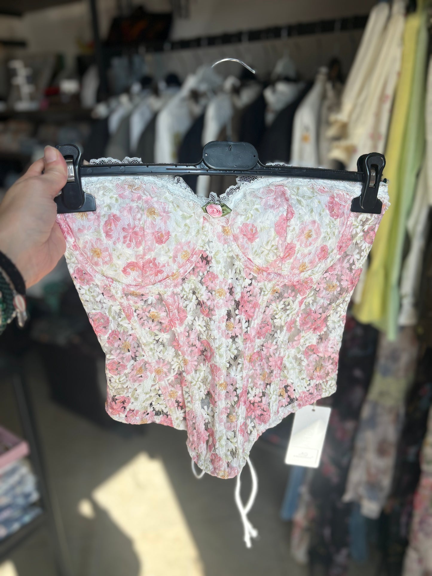 Corsetto Bustier "Prato in Fiore" in Pizzo e Merletto