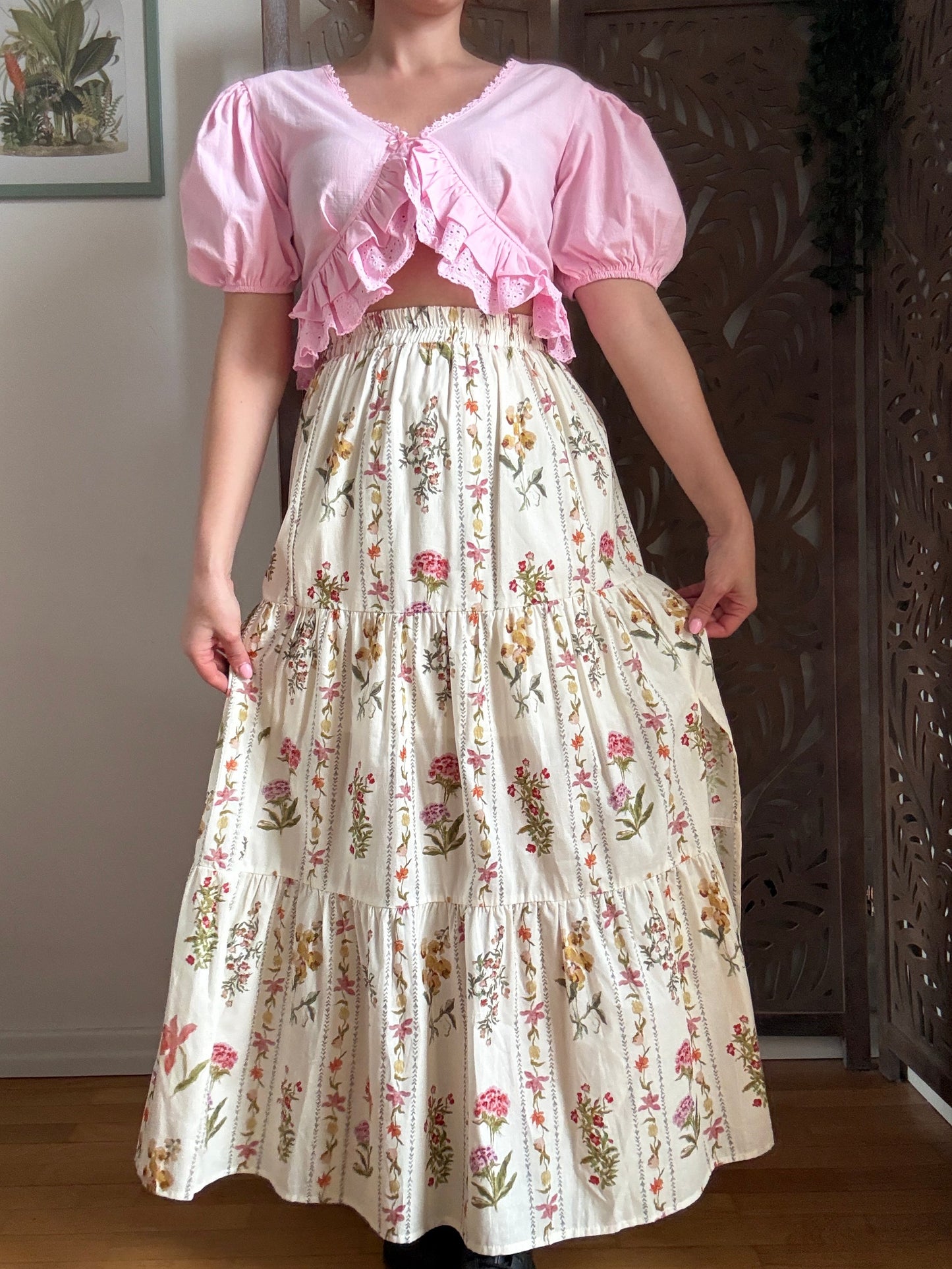 Blusa Crop Romantica in Cotone e Lino - in 2 Colori