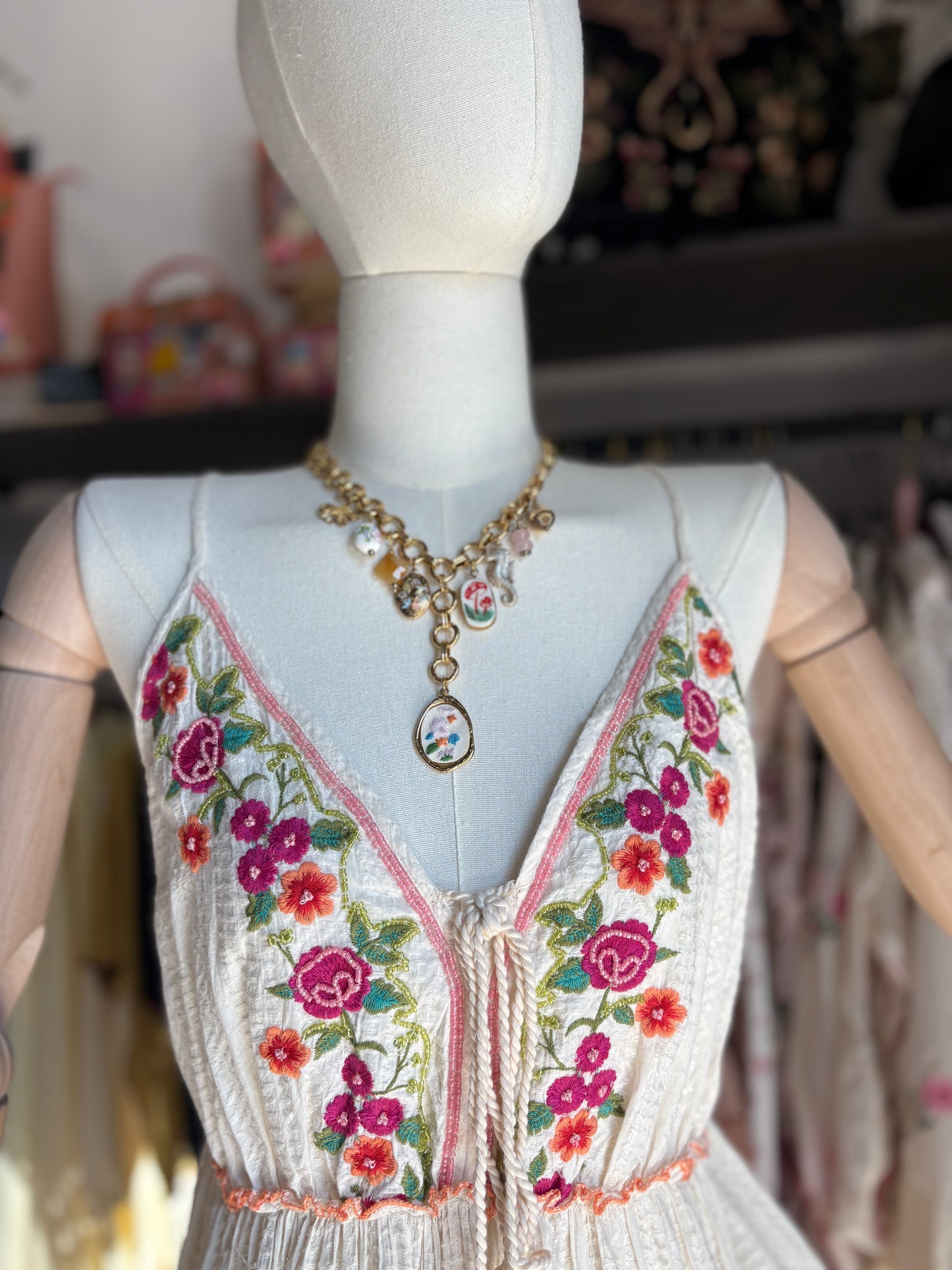 Abito Lungo con Spalline Sottili Boho Gipsy Flower