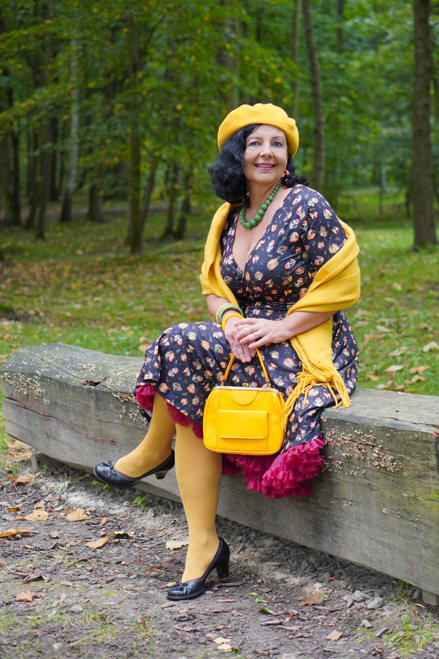 Matilda Black Mushroom: Abito a Portafoglio in Maglia