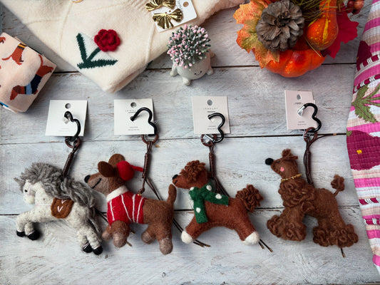 Charms da borsa animali in feltro cotone e cachemire