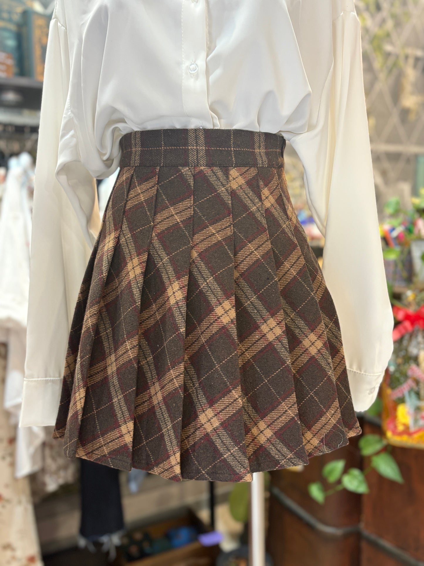 Gonna con Pantaloncino Tartan a Pieghe - Stile Preppy