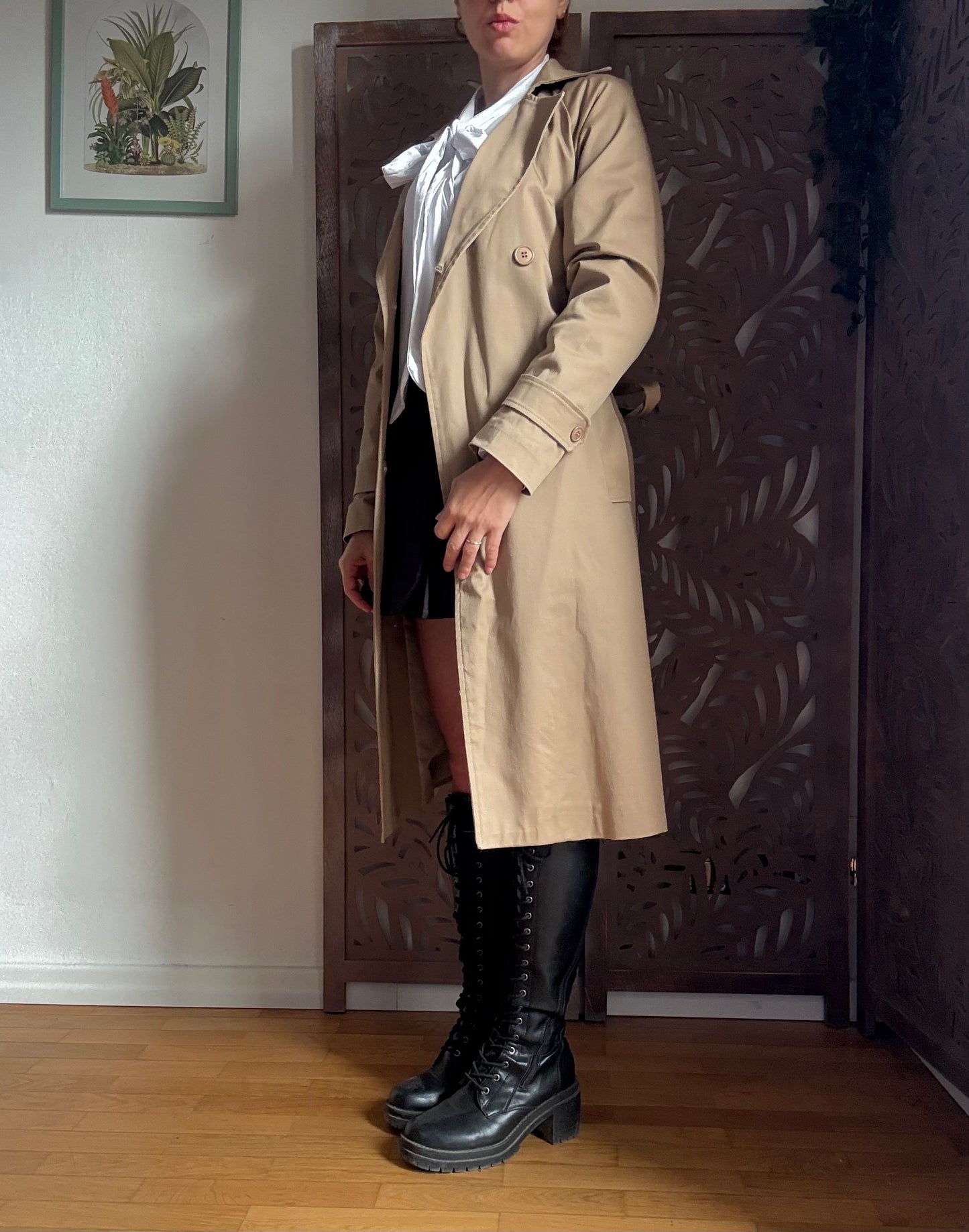 Trench lungo doppiopetto camel Kikisix