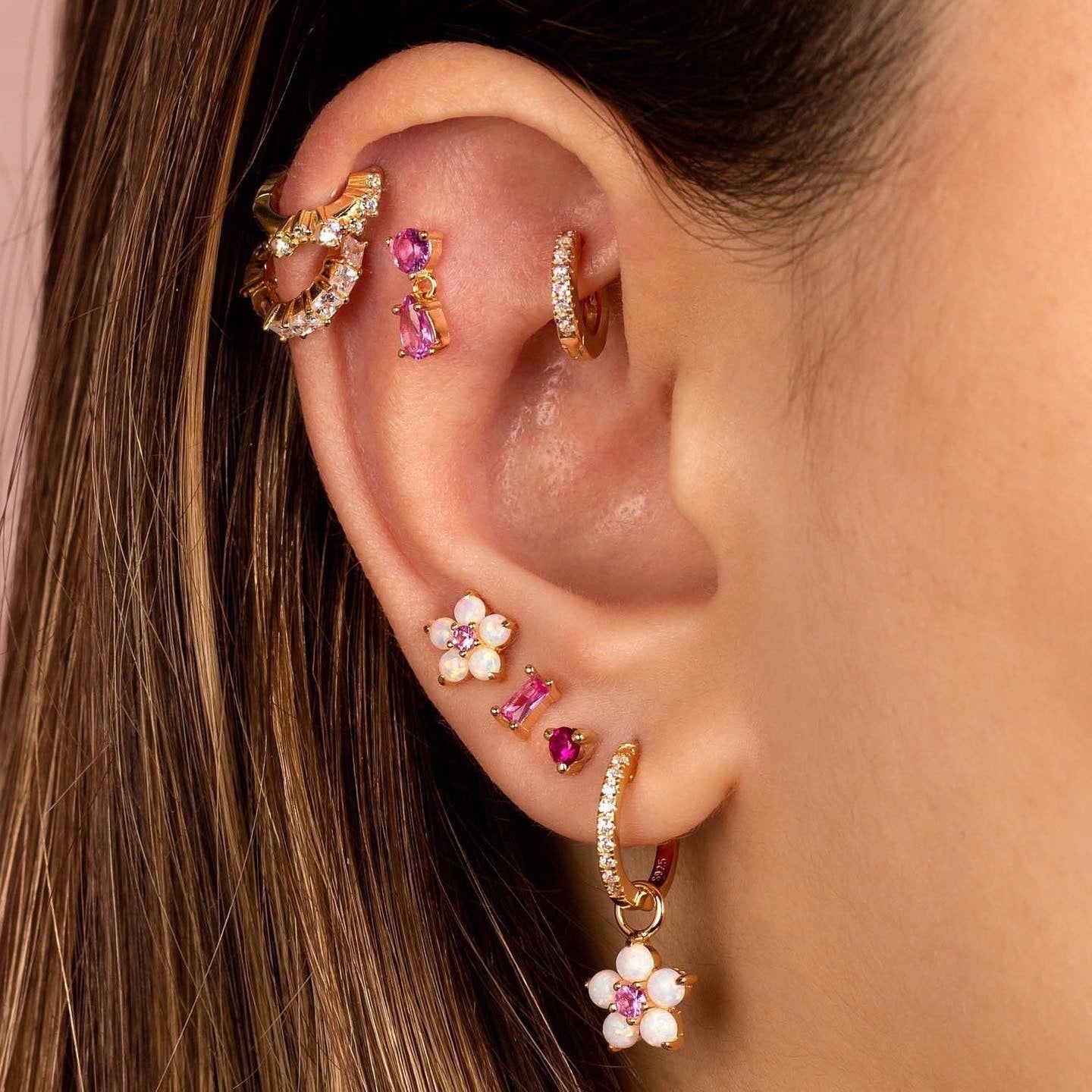 Set 8 Orecchini Pink Bloom in 2 colori