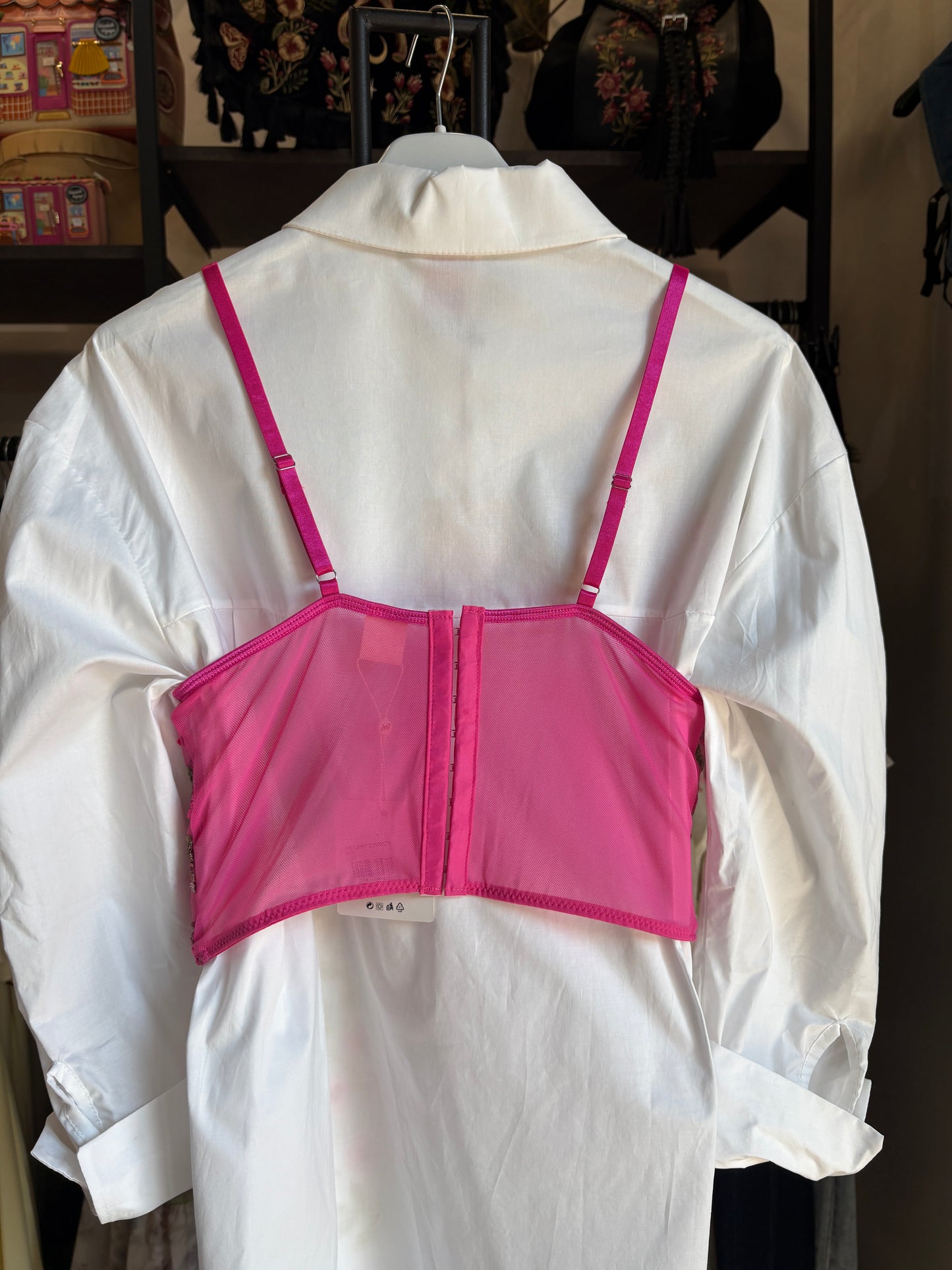 Bustino "Garden Dream" in Tulle Ricamato – Fucsia