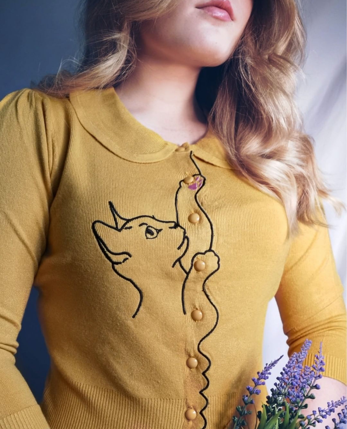 Cardigan Meow senape