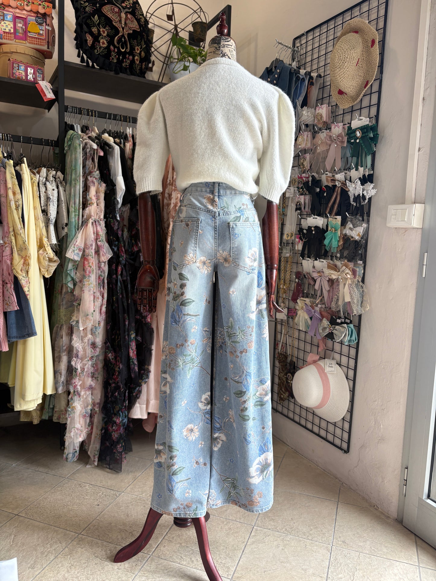 Jeans Wide Leg a Fantasia Floreale – Romantic Denim