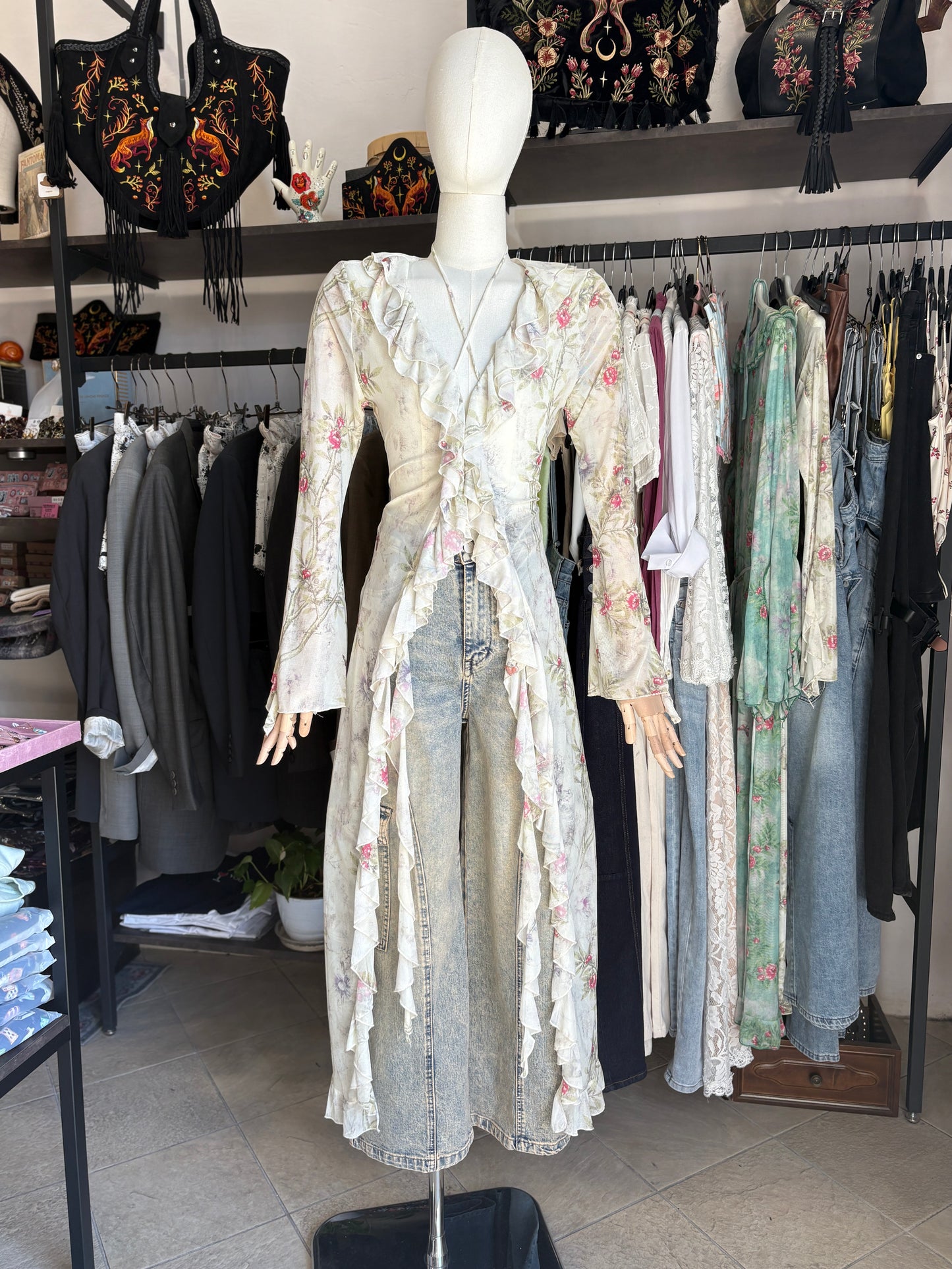 Abito Spolverino Mesh "Secret Garden"