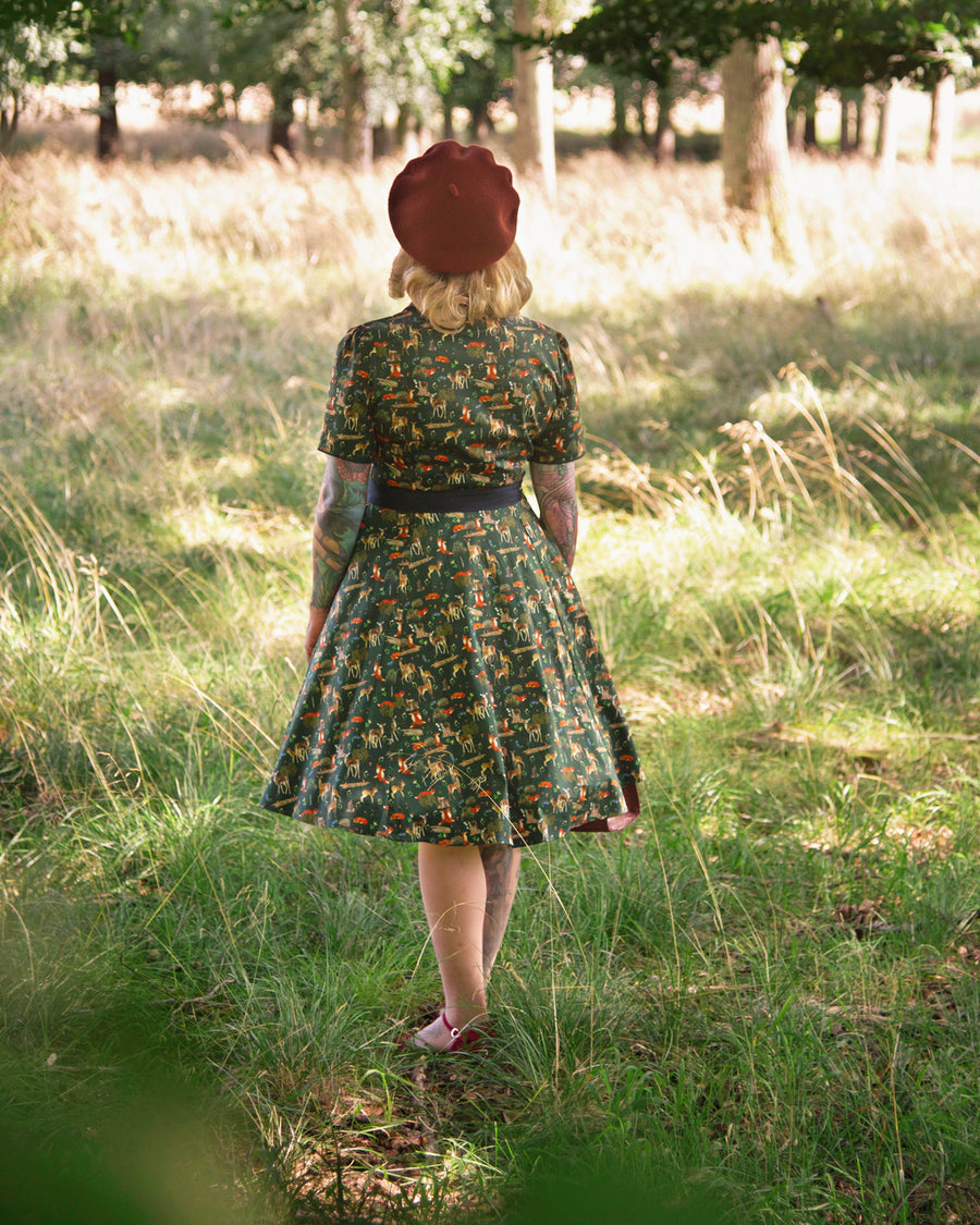 Penelope Dark Green: Abito Chemisier Woodland