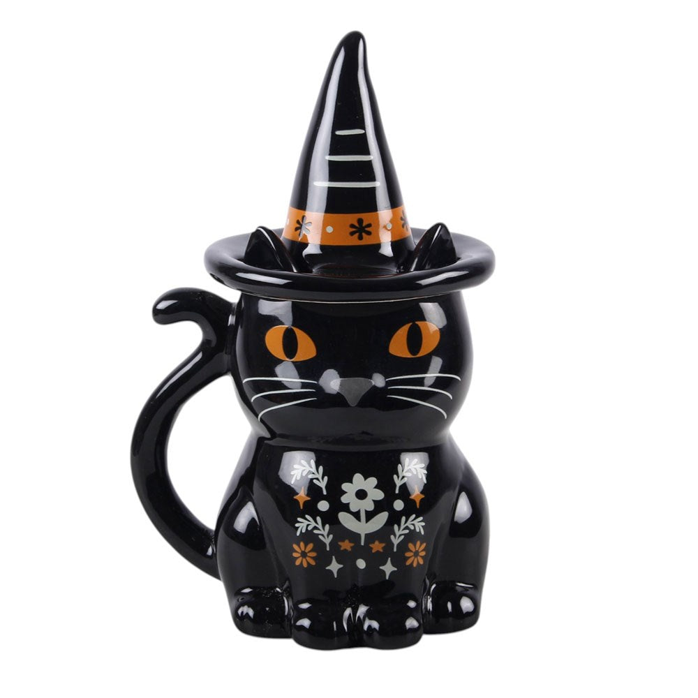 Tazza con Coperchio Gatto Nero – "Frightful Folk" Black Cat Lidded Mug
