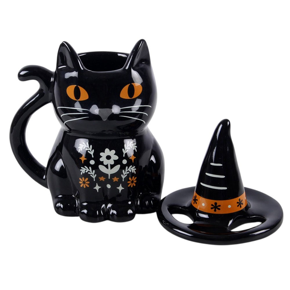 Tazza con Coperchio Gatto Nero – "Frightful Folk" Black Cat Lidded Mug