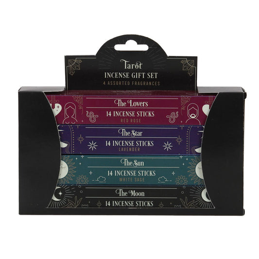 PREORDINE (In arrivo dal 3 agosto) Set Regalo Incensi Tarocchi – Confezione da 4 Fragranze (Rosa Rossa, Oppio Nero, Tè Verde, Lavanda)