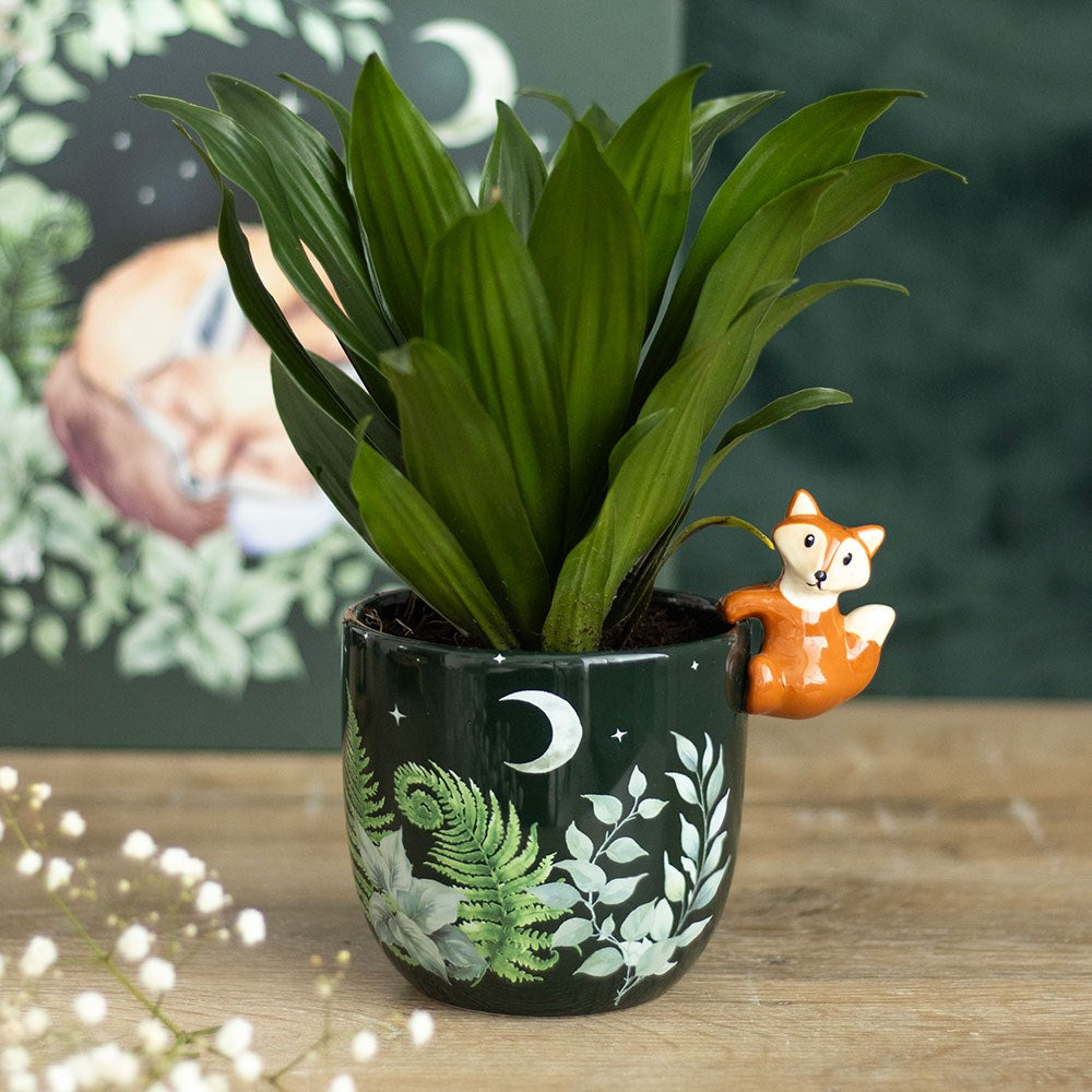 Vaso da Fiori in Ceramica "Green Forest" con Volpe 3D – Collezione Fawn and Friends