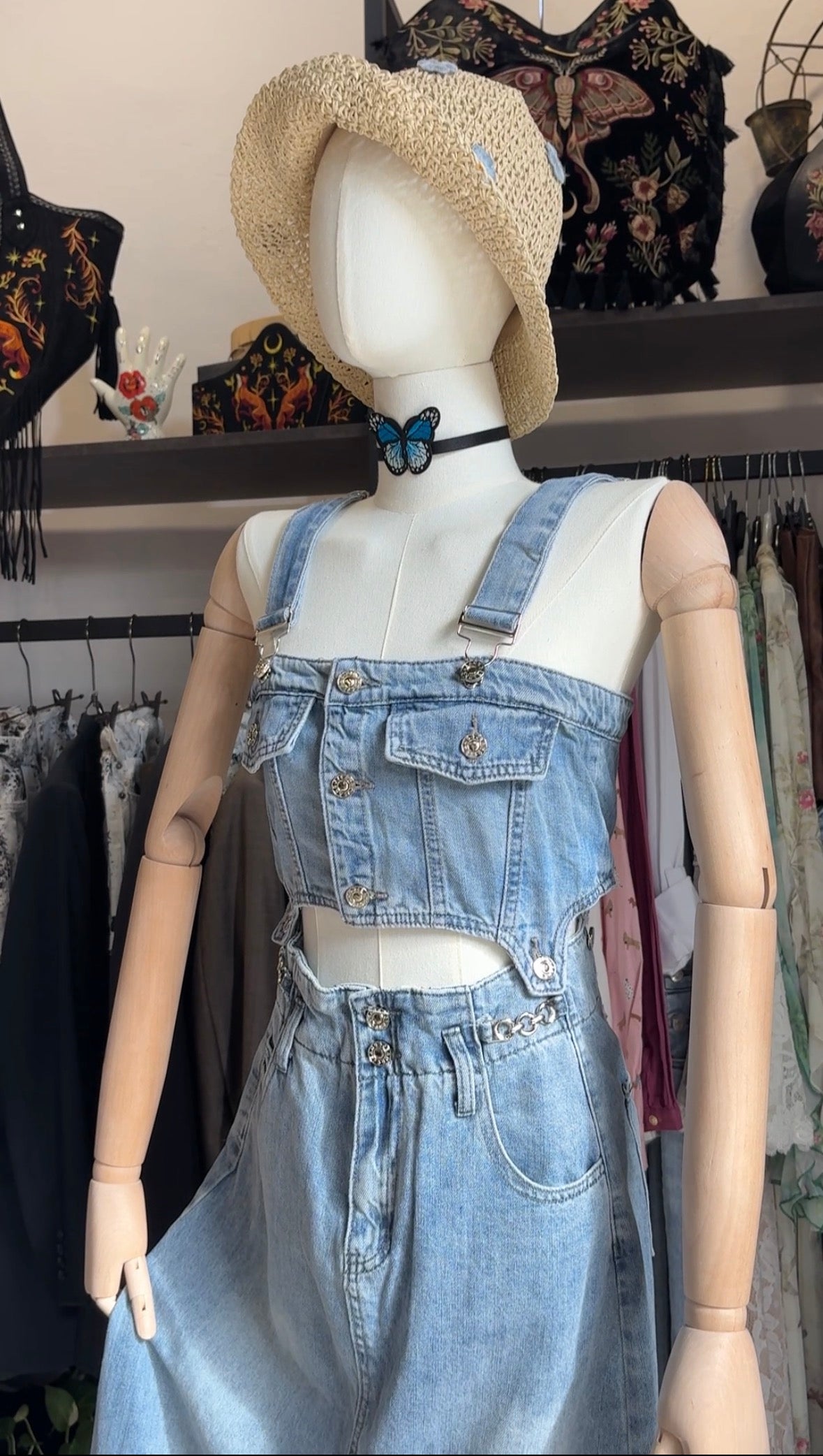 Abito in Jeans con Top e Gonna Cut-Out