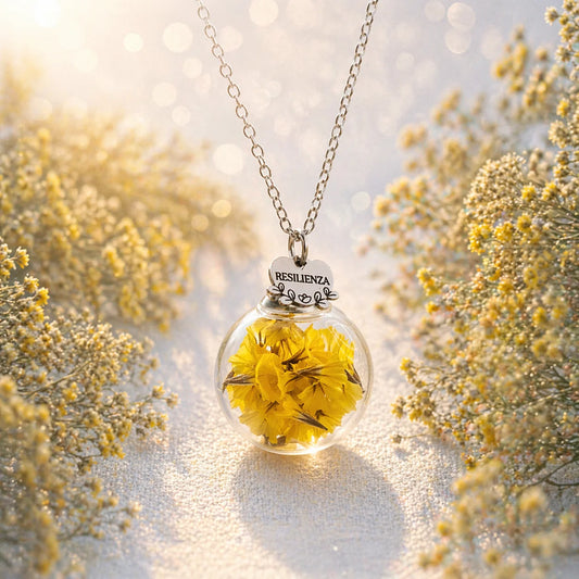 Collana della resilienza con veri fiori di Limonio