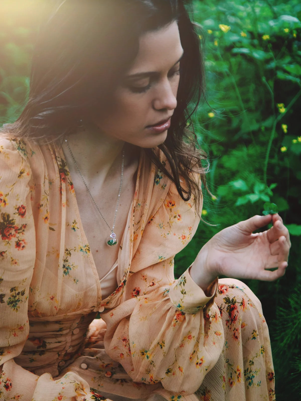 Collana portafortuna con vero Quadrifoglio