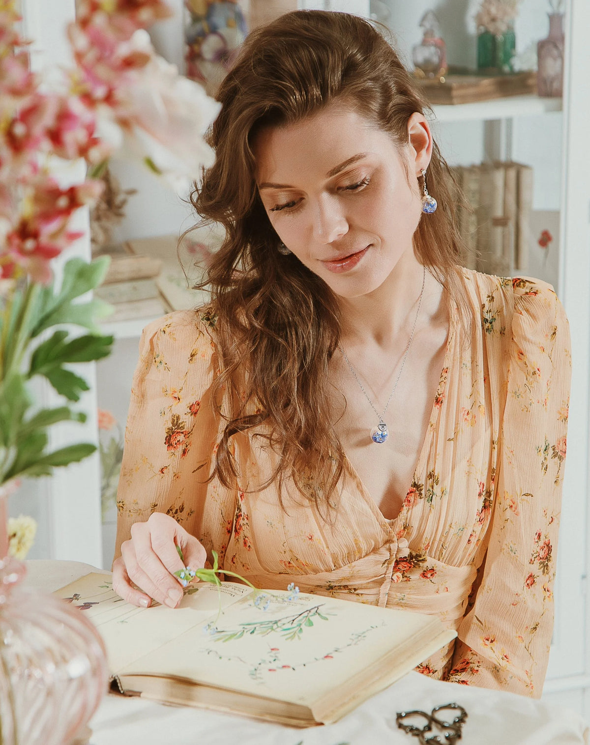 Collana Sempre nel cuore con fiori Non ti scordar di me