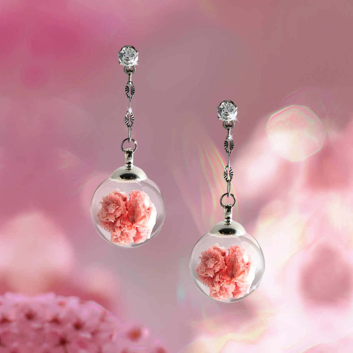 Orecchini della felicità con veri fiori di Gypsophila