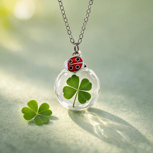 Collana portafortuna con vero Quadrifoglio