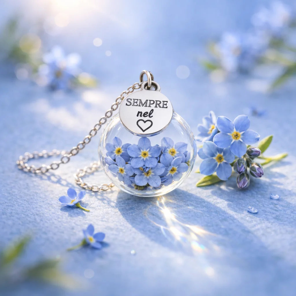 Collana Sempre nel cuore con fiori Non ti scordar di me