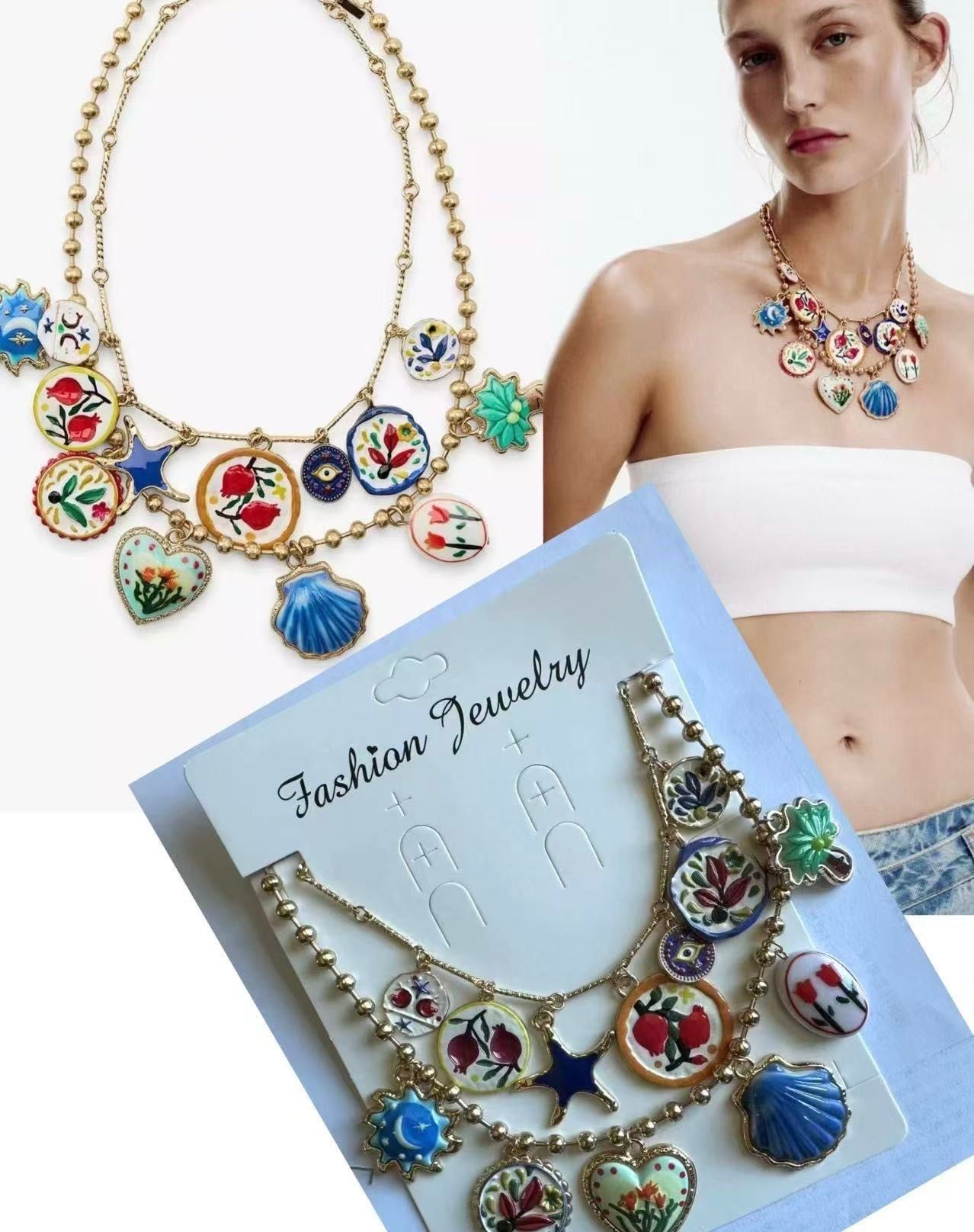 Collana a doppio giro con charms