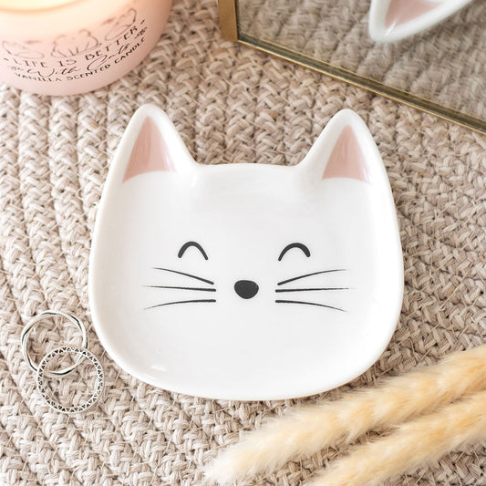 PREORDINE (In arrivo dal 3 agosto) Piattino Portaoggetti White Cat Face – Svuotatasche a Forma di Muso di Gatto Bianco
