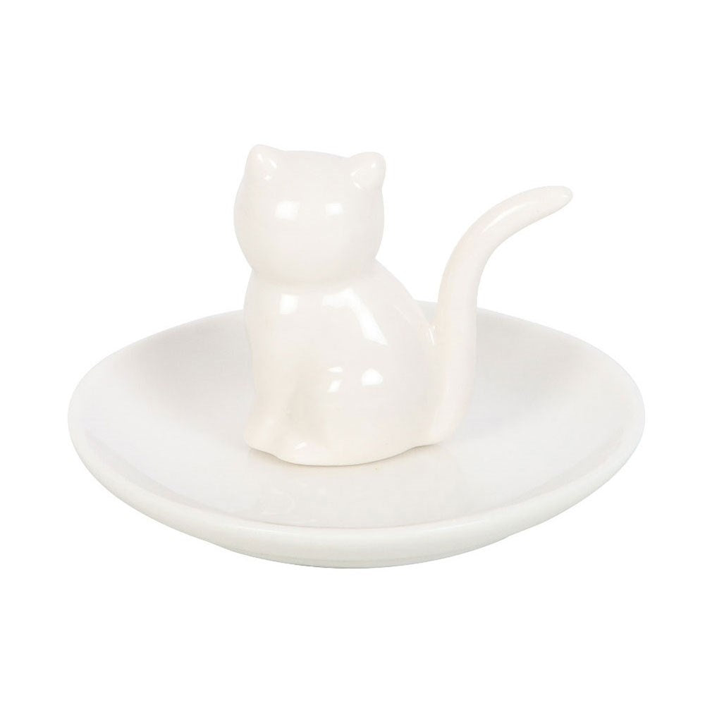 PREORDINE (In arrivo dal 3 agosto) Piattino Portaoggetti Sitting White Cat – Svuotatasche in Ceramica con Gatto Bianco